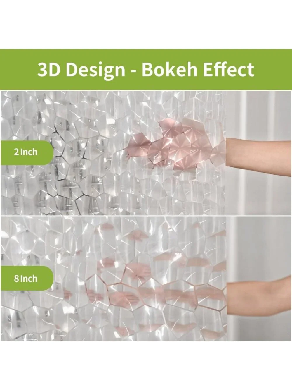 Waterproof Clear Shower Curtain Liner 72x78 inches - 3D Water Cube Design, 12